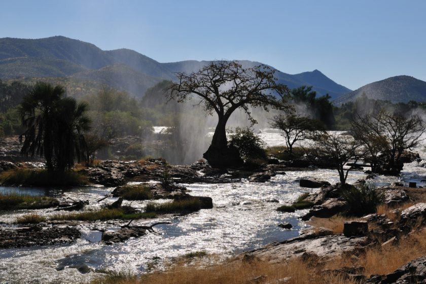 Sunrise at the Epupa waterfall, Namibia